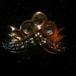 Princess Tiara Crown Ring Genuine  Diamond Accents  Genuine Iolite Gold & .925